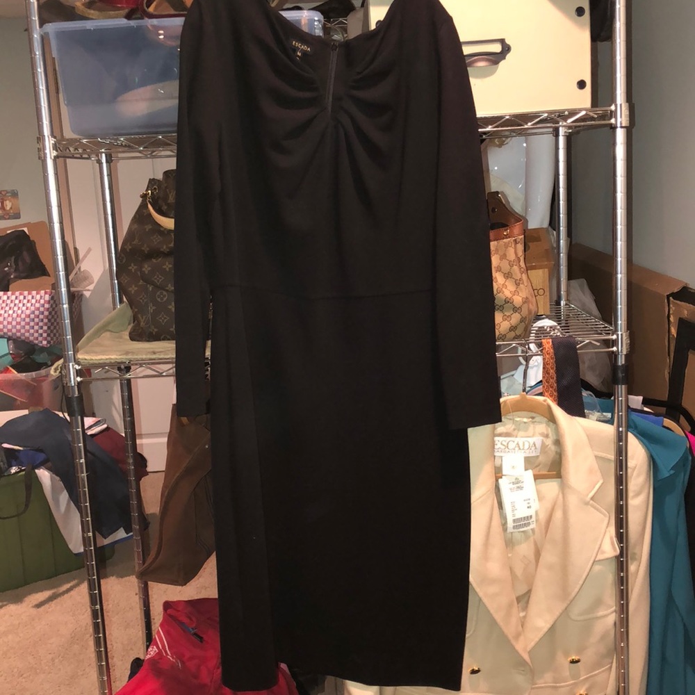 Escada size 44 black long sleeve dress